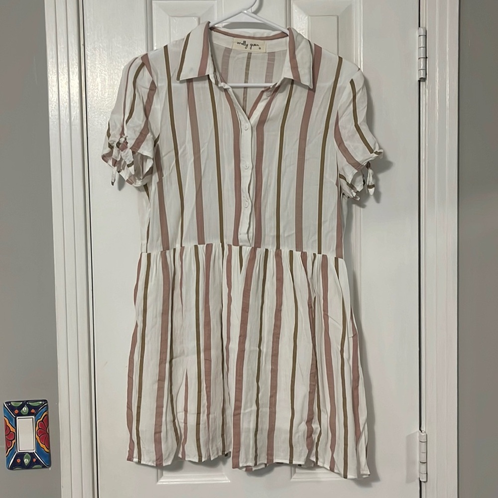 Molly Green button up mini dress with ties